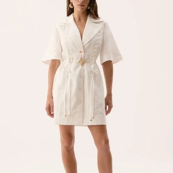 Aje Ana Mini Dress in Ivory - Picture 6 of 14